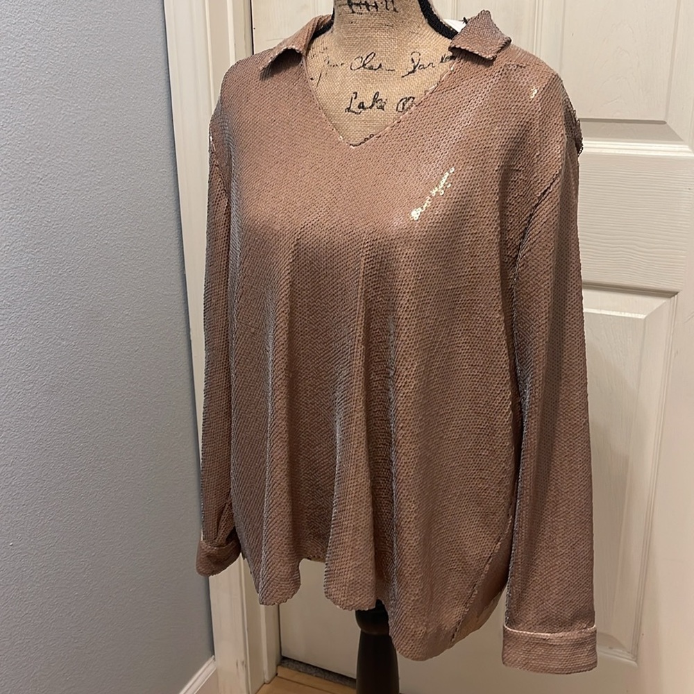 Sequined Collared Blouse - Picture 4 of 12